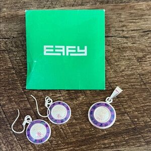 Effy Purple and Silver Earrings